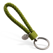Nøglering - Keyhanger. Flettet kunstlæder. 12 cm. Oliven grøn.